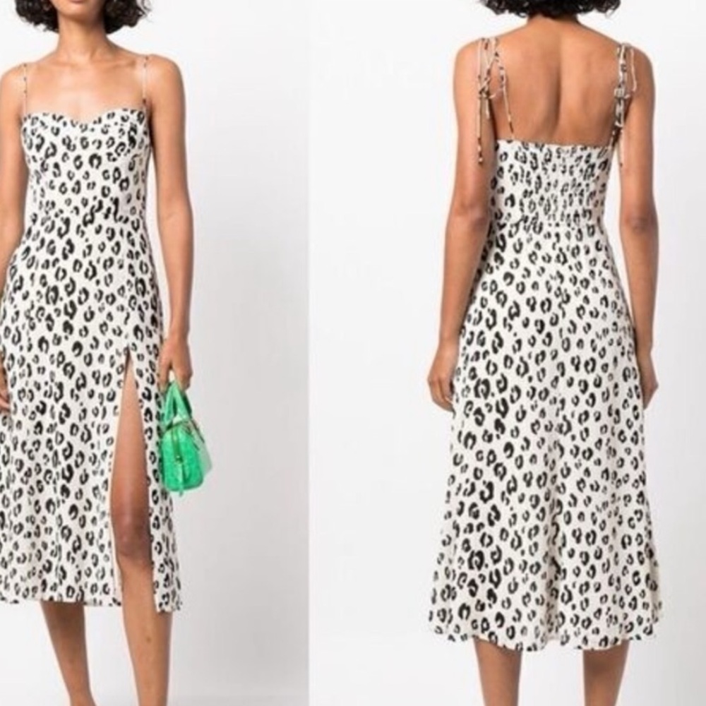 Reformation Leopard Print Spaghetti Strap Dress Size 6 - Picture 6 of 15